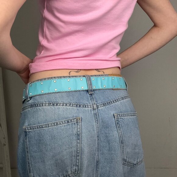 30” - Y2K Blue Rhinestone Belt - Picture 3 of 3